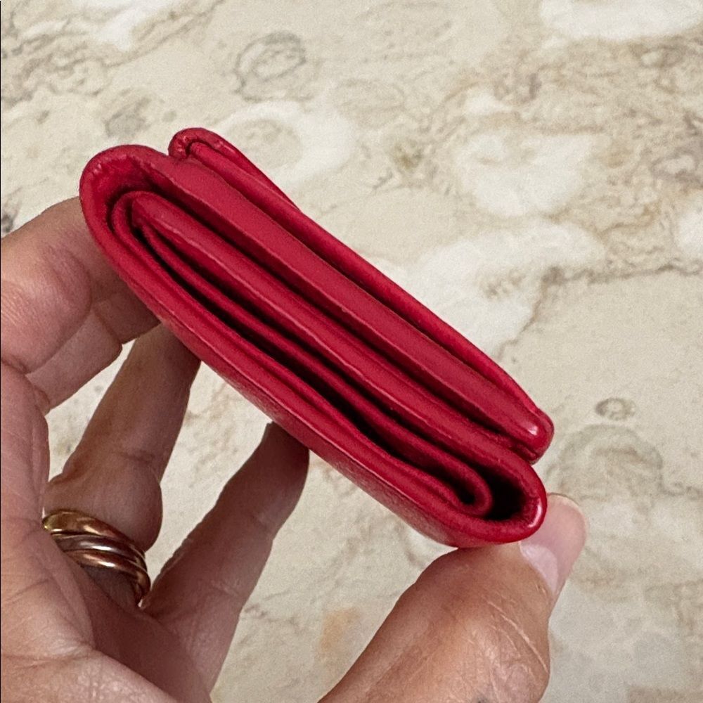 Balenciaga Papier Mini Tri-Fold Wallet Red Leather - Picture 4 of 13